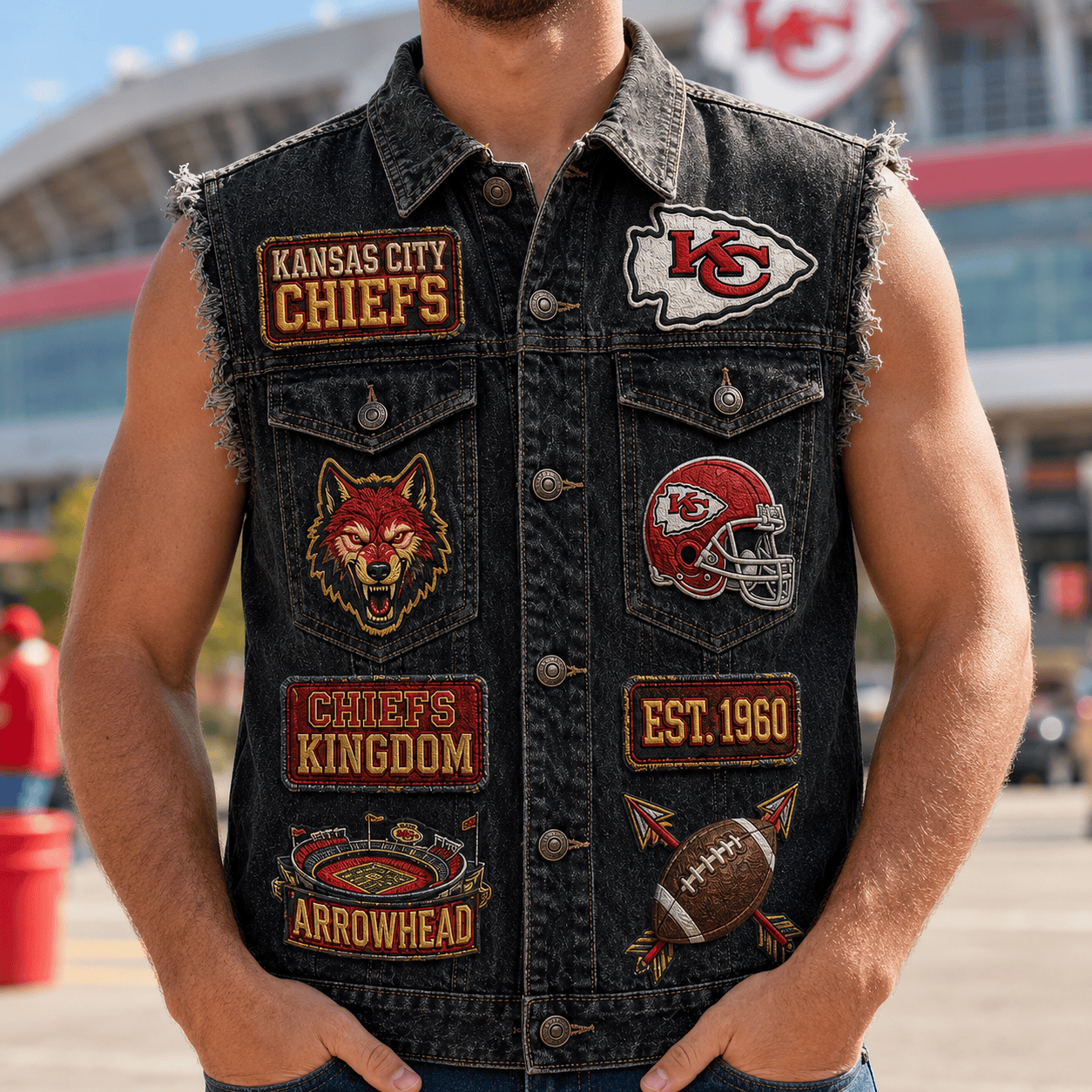 KCC PREMIUM DENIM VEST LNTH